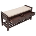 thumbnail image 3 of Shoe Bench, Entryway Storage Bench with Cushion Seating and Storage Drawers, Wood Shoe Bench with Bottom Shelf, 3 of 8