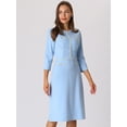 thumbnail image 2 of DARING DIVA A-Line Contrast Color Tweed Trim Dress XL Blue, 2 of 6