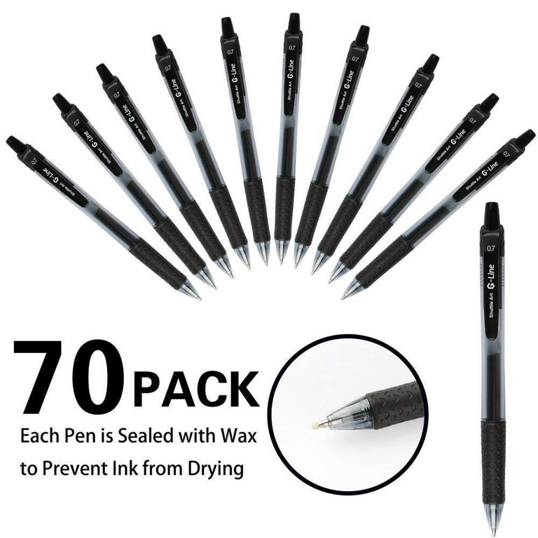FZRXNHT Black Gel Pens, 70 Pack Shuttle Art Retractable Medium