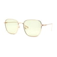 thumbnail image 2 of Classic Rectangle Retro 90s Nerdy Metal Rim Sunglasses Gold Light Green, 2 of 4
