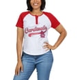 thumbnail image 4 of Women's WEAR by Erin Andrews White/Red St. Louis Cardinals Henley Raglan T-Shirt, 4 of 5