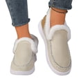 thumbnail image 6 of IEMIEMIEM Women's Winter Warm Slippers Comfortable Faux Fur Non Slip Lining Slip-On House Shoes Indoor Outdoor Anti-Slip Winter Booties Beige 9 Wide, 6 of 7