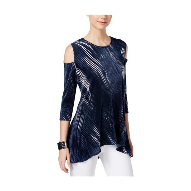 Alfani Blusa con textura para mujer, azul, mediana Alfani Pull-over