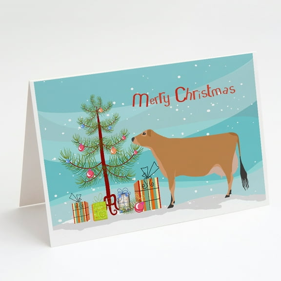 Jersey Cow Christmas Greeting Cards and Envelopes Pack of 8