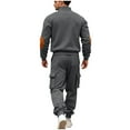 thumbnail image 5 of RYDCOT Men's 2 Piece Outfits Long Sleeve Pocket 1/4 Zipper Polo Sweatshirt and Cargo Sweatpants Tracksuit Set Dark Gray, 5 of 9