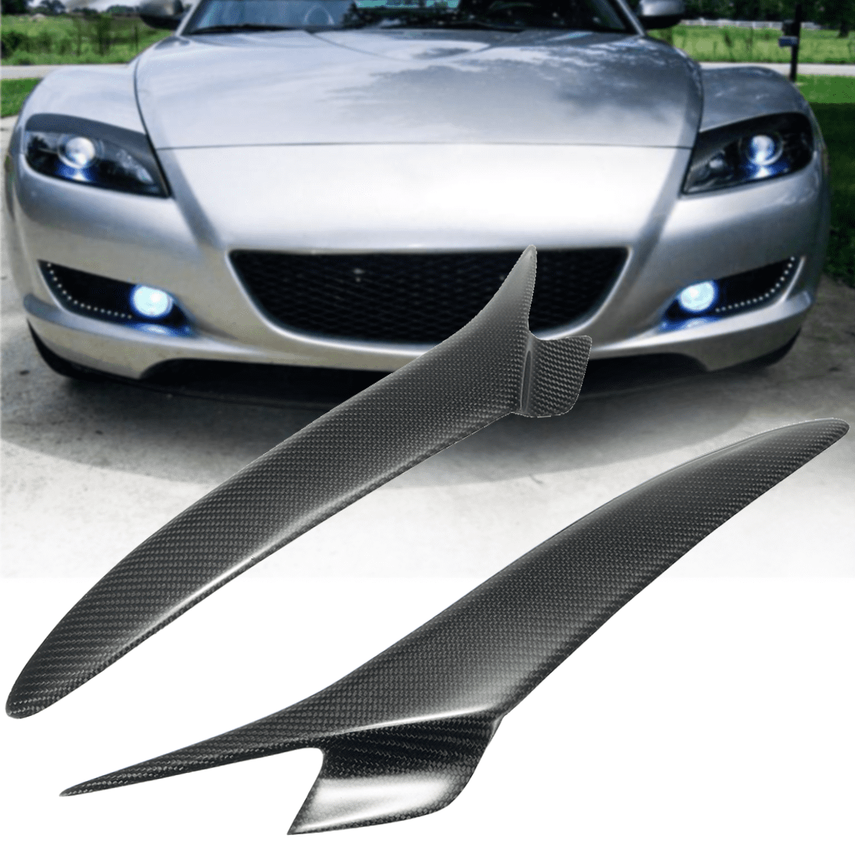 Real Carbon Fiber Headlight Eyebrows Eyelids Trim Fit Mazda RX 8 RX8