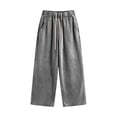 thumbnail image 3 of VeFlora Men's Solid Cotton Baggy Sweatpants, Stright-Leg Elastic Waist Drawstring Sweat Pants for Men, Mens Streetwear Pant with Pockets(GY1/S), 3 of 5