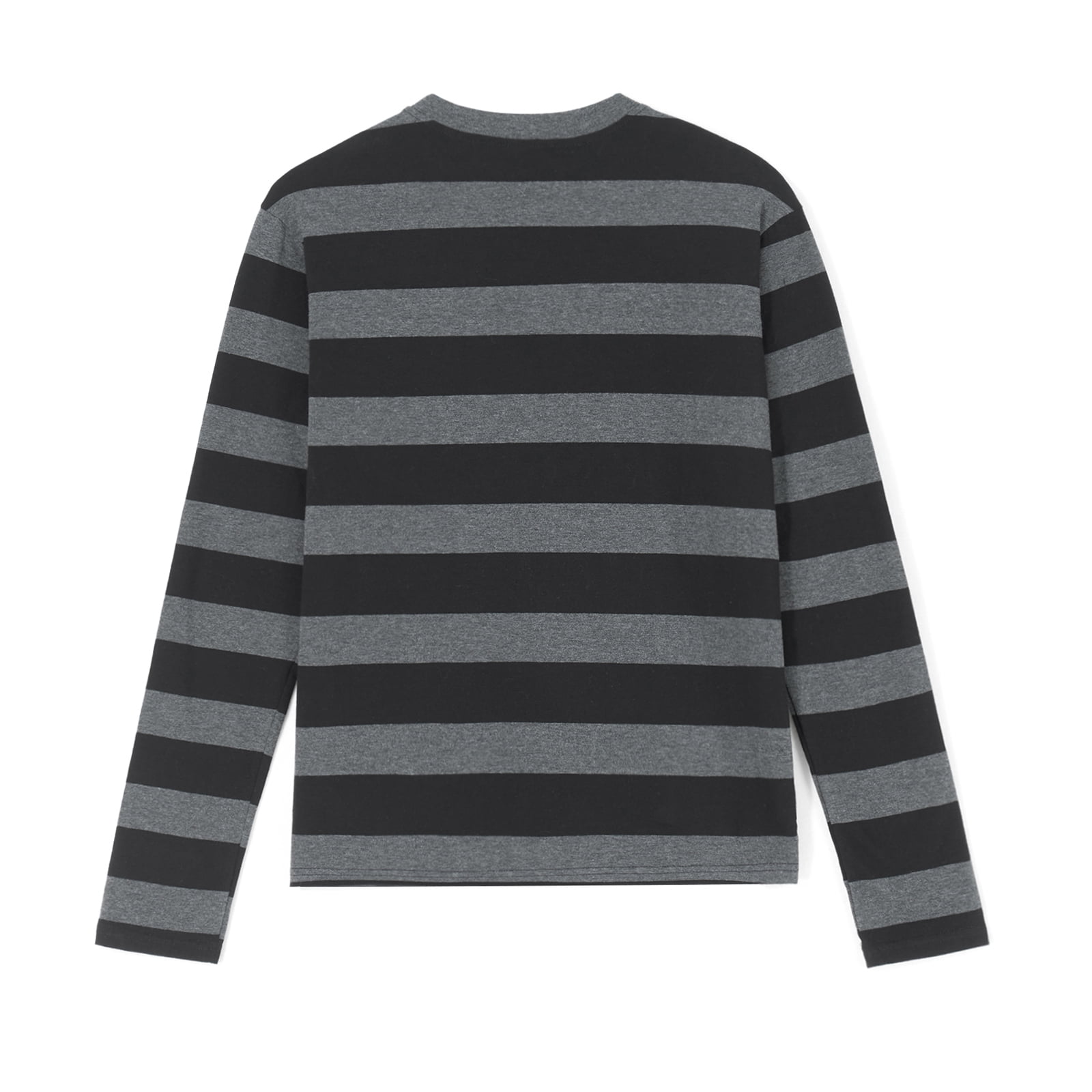 Women Knit Basic Shirt Autumn Casual Grey Black Striped Long