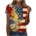 thumbnail image 2 of VKOYWKM 4th of July Shirts for Women American Flag Print Top Patriotic Independence Day Tee Short Sleeve Crew Neck Casual Summer USA Flag Graphic T Shirt, 2 of 5