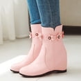 thumbnail image 1 of LSLJS Women's High-Heels Mid Calf Boots, Ladies Solid Color Leather Surface Flower Decorated Zipper Slope Heel Fashion Short Womens Booties And Boots, Women's Mid-Calf Boots, 1 of 9