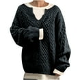 thumbnail image 2 of Turilly Women Long Sleeve Solid Color Round Neck Top Casual Loose Knitted Sweaters Blouse, 2 of 5