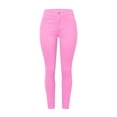 thumbnail image 4 of Women Jeans Fashion High Waisted Petite Plus Size Stretch Solid Denim Pant Womens Pants Pink M, 4 of 7