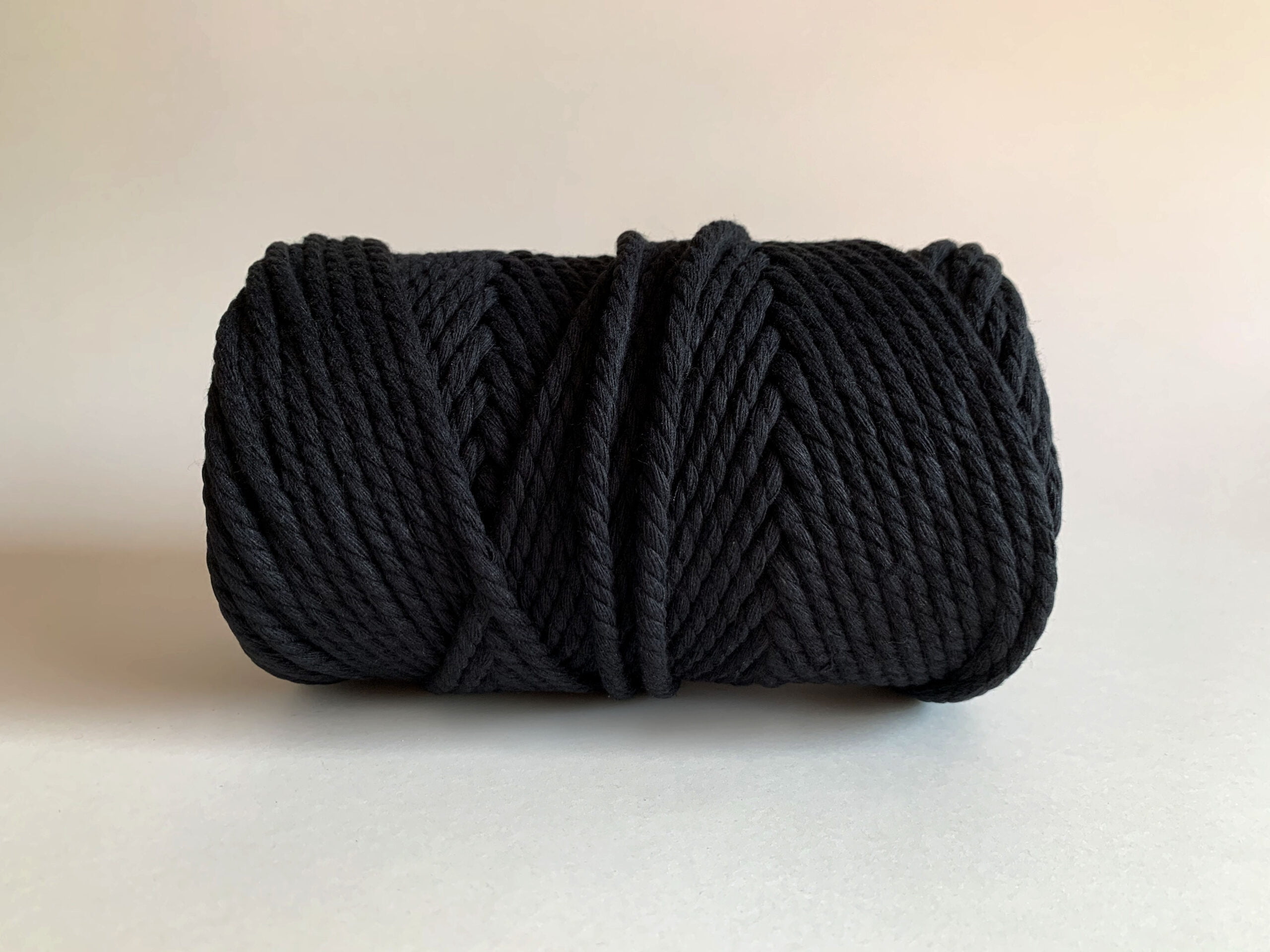 5mm 3 Strand Recycled Cotton Macrame Rope - Black