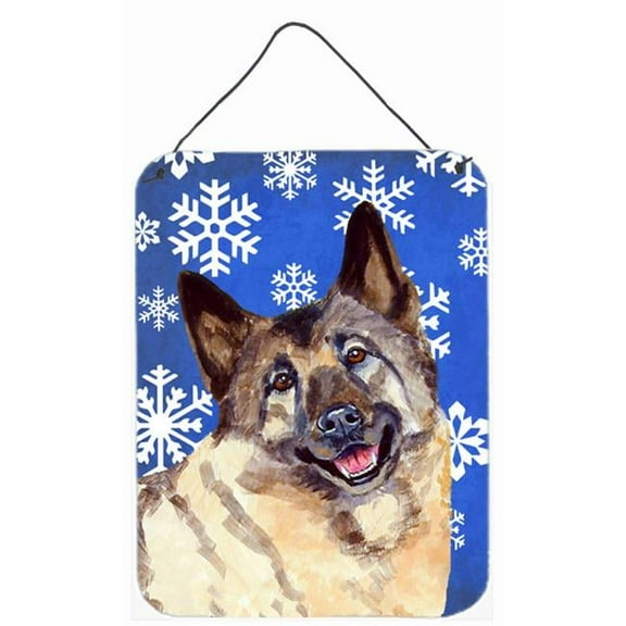 Norwegian Elkhound Winter Snowflakes Flag Aluminium Metal Wall Or Door Hanging Prints LH9308