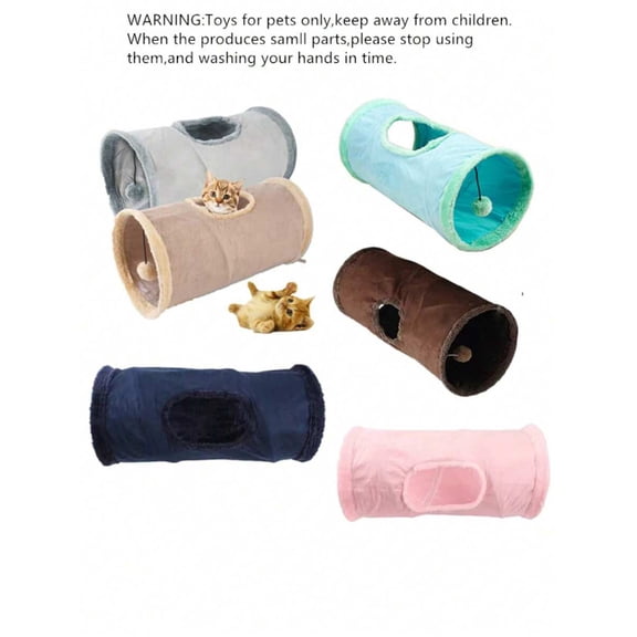 "1 Pc Multi-Color Plush Pet Tunnel, Assemblable Double Layer Hide & Tunnel Toy for Cats & Small Dogs, Boredom Relief Interactive Play Tunnel"