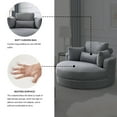 thumbnail image 3 of Oversized Swivel Accent Barrel Chair, Modern Comfy Lounge Single Sofa with Moon Storage Ottoman & 4 Pillows, Big Round Cuddle Reading Chair for Living Room, Bedroom, Dark Grey, 3 of 9