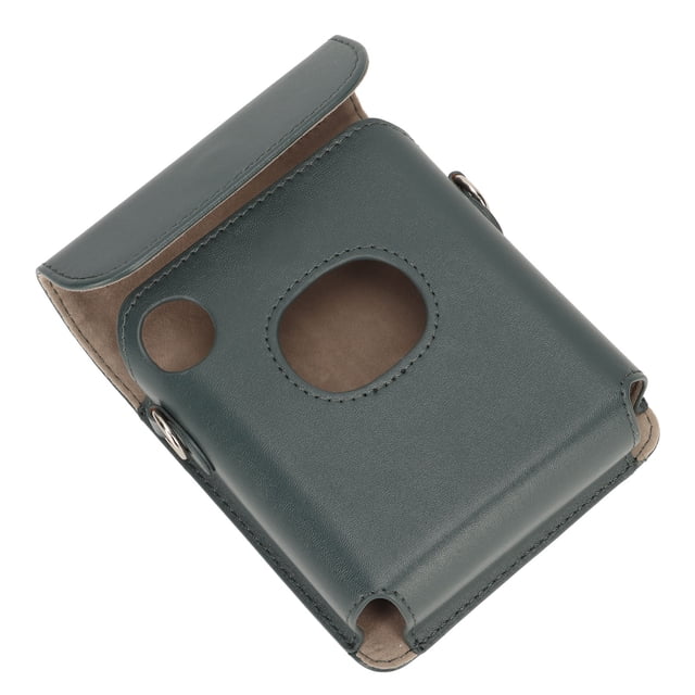 PU Leather Camera Carrying Case, Anti Falling Camera Bag With Shoulder Strap For Photo Printer Dark Green,White