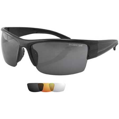 Bobster Caliber Interchangeable Sunglasses - Black Frame and 3 Sets of Lenses EC