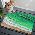 thumbnail image 4 of Coastal Ocean Washable Small Entryway Area Rugs 2'x3', Beach Dark Green Waves Gradient Oil Painting Low Pile Throw Rug Non-Slip Sturdy Edge Binding Carpet for Front Door Floor Room Entry, 4 of 9