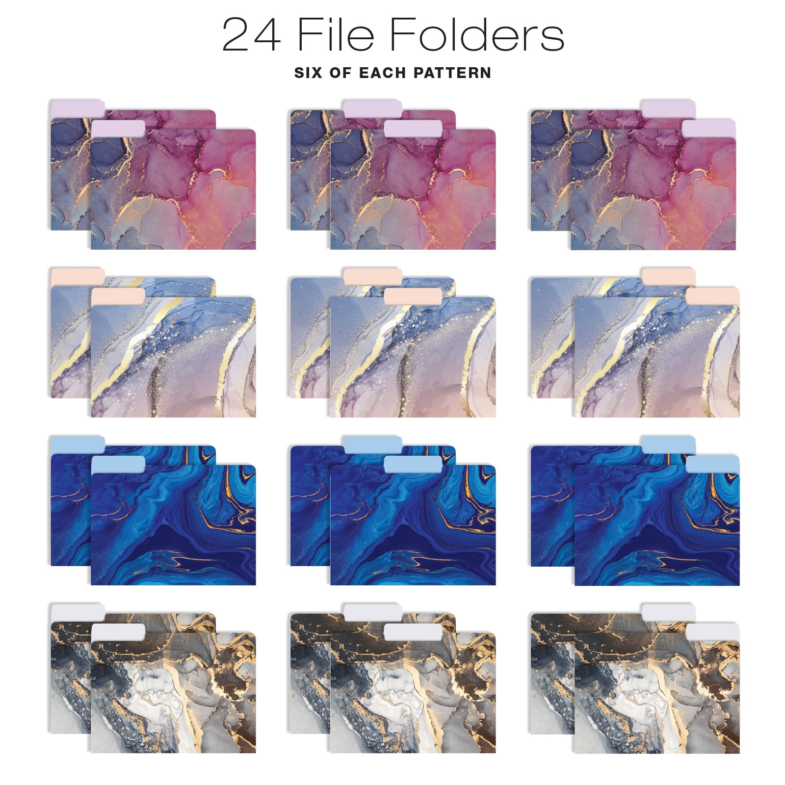 Global Printed Products Marble 1/3 Cut Hanging Folder, Multicolor