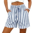thumbnail image 4 of Women's Casual Summer Shorts with Pockets, Striped Beach Loose Fit, 4 of 7