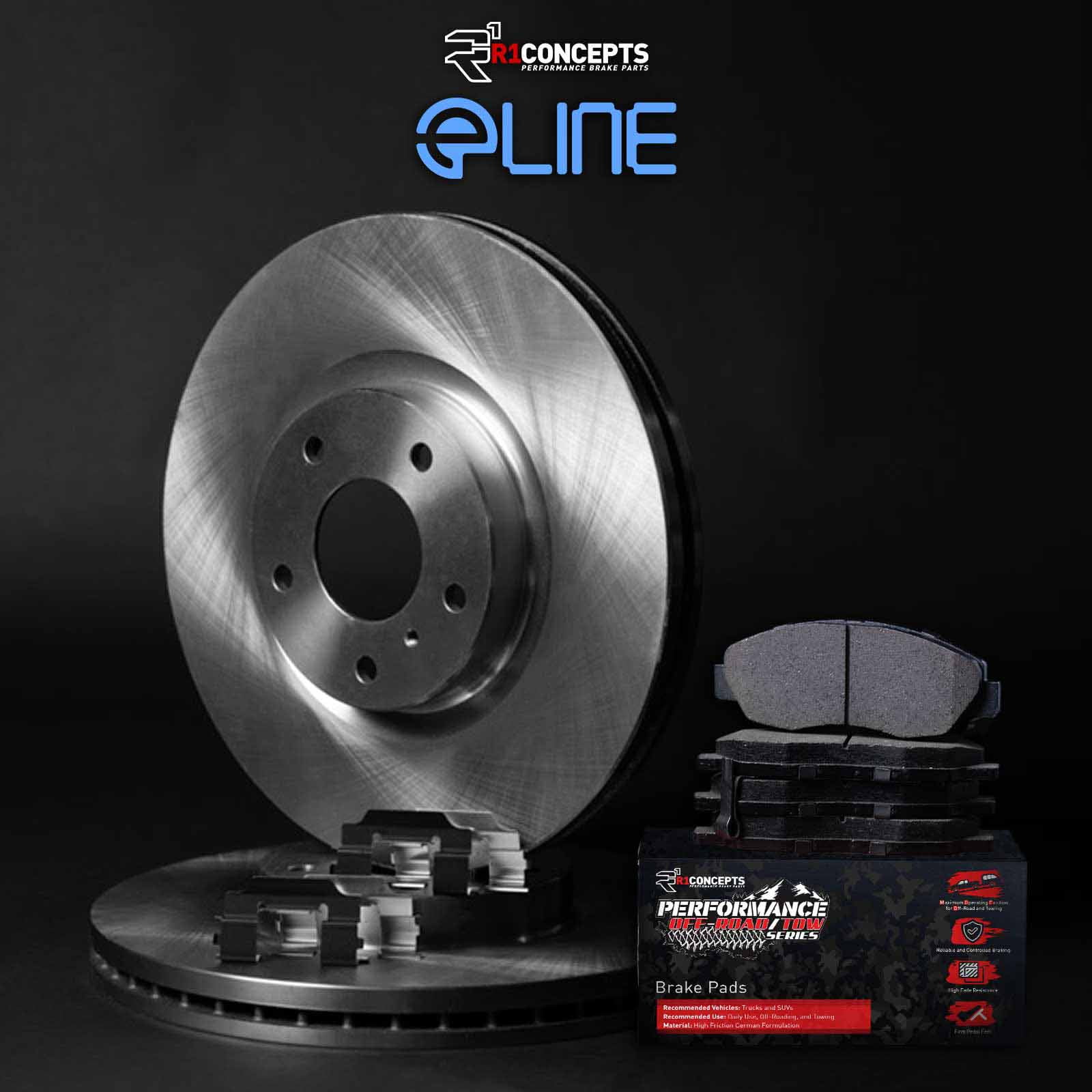 R1 Concepts Front Brakes and Rotors Kit |Front Brake Pads| Brake Rotors and Pads| Performance Off-Road Brake Pads and Rotors | Hardware Kit WFVH1-54125