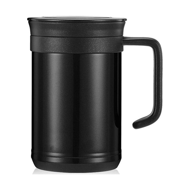 Yuarrent Frascos de vacío de acero inoxidable de 500ml, botella térmica, soporte para Infusor de té, taza de agua de leche de café Teteras Negro