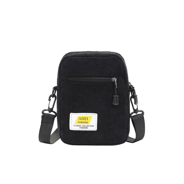 Bolsa bandolera pequeña Ehuebsd de pana con cremallera Para mujer negro