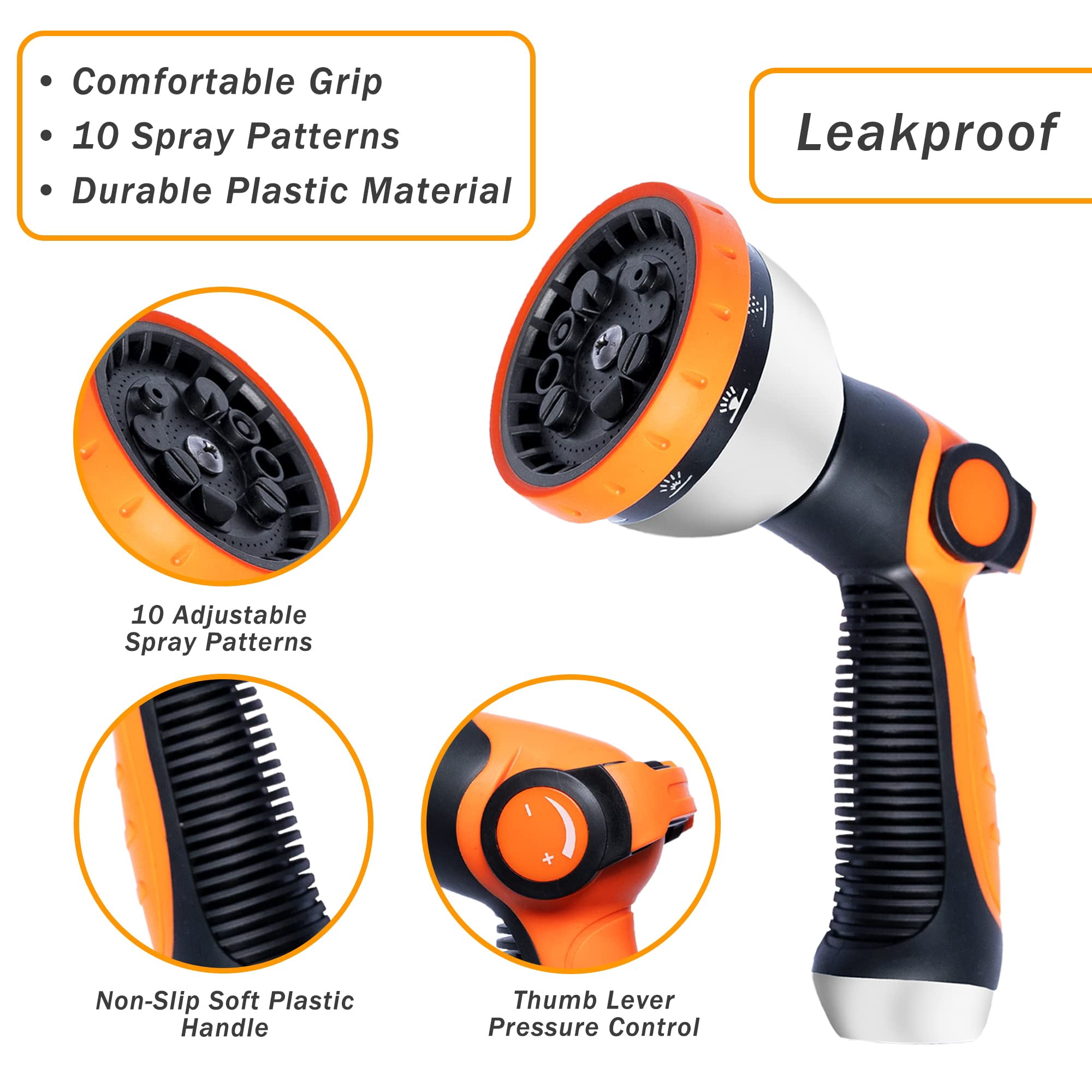 Water Hose Nozzle Sprayer Heavy Duty Comes With Adjustable 10 Spray Pattern Thumb Control Valve Garden Hose Sprayer Outdoor Pets Garden Hose Nozzle Water Sprayer Hose Sprayer Nozzle Hose Gun