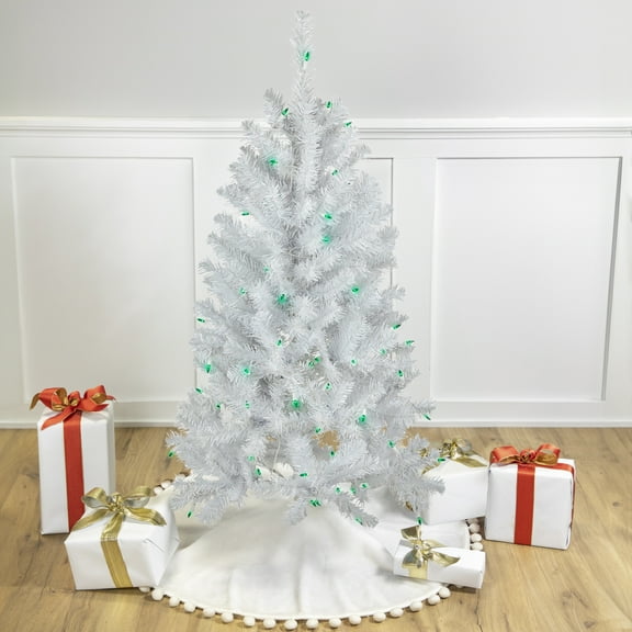Northlight 4' Pre-Lit White Artificial Christmas Tree, Green Lights