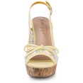 thumbnail image 2 of Sandalias De Cuña Tacones De Plataforma De Madera Lazo De Encaje Para Mujeres Amarillo 36, 2 of 6