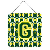 Letter G Football Green and Yellow Wall or Door Hanging Prints