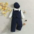 thumbnail image 5 of Odeerbi 0-2 Years Baby Boys Gentleman Formal Dress Suit Birthday First Year Suits Set Bodysuit Overall Pants Waistcoat Hat Bow Five Pieces Set Baby Boys Clothes, 5 of 9
