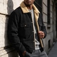 thumbnail image 5 of Ceisia Mens Lapel Corduroy Sherpa Lined Button Front Warm Winter Jacket Coat Black XXL Gift, 5 of 7