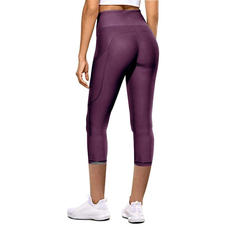 Women High Waisted Yoga Pants with Pockets 3/4 Cycling Tights Bicycle Bike  Riding Capris Pants Workout Running Leggings 
