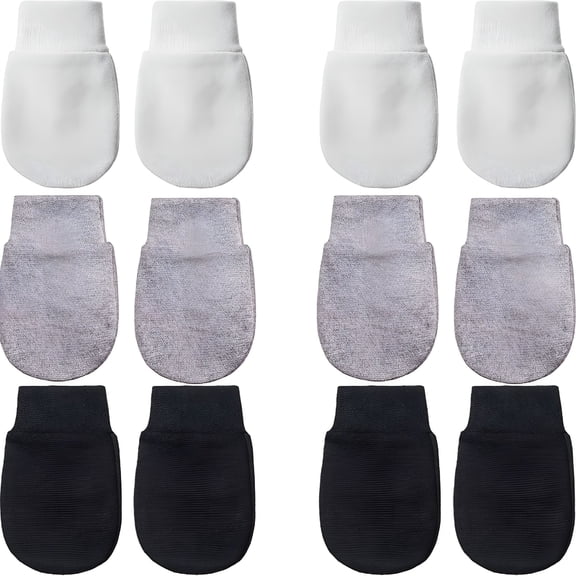 TELOLY 6 Pairs Newborn Baby Mittens No Scratch Gloves Infant Toddler Anti Scratch Essentials Unisex Cotton for 0-6 Months Boys Girls