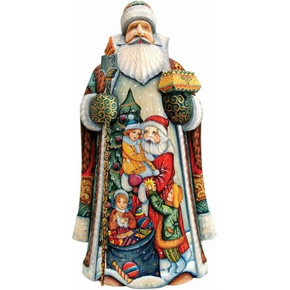 G. Debrekht 215623 Woodcarving Holiday Joy Santa 14 inch - Woodcarved Santa
