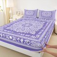 thumbnail image 4 of jejeloiu Soft Boho Queen Sheets For Men Women,Paisley Pattern Queen Sheet Sets,Purple White,4-Piece,1 Flat Sheet, 1 Fitted Sheet and 2 Pillowcases, 4 of 6