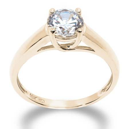 14K Solid Yellow Gold 1 Ct. Round Solitaire CZ Engagement Ring