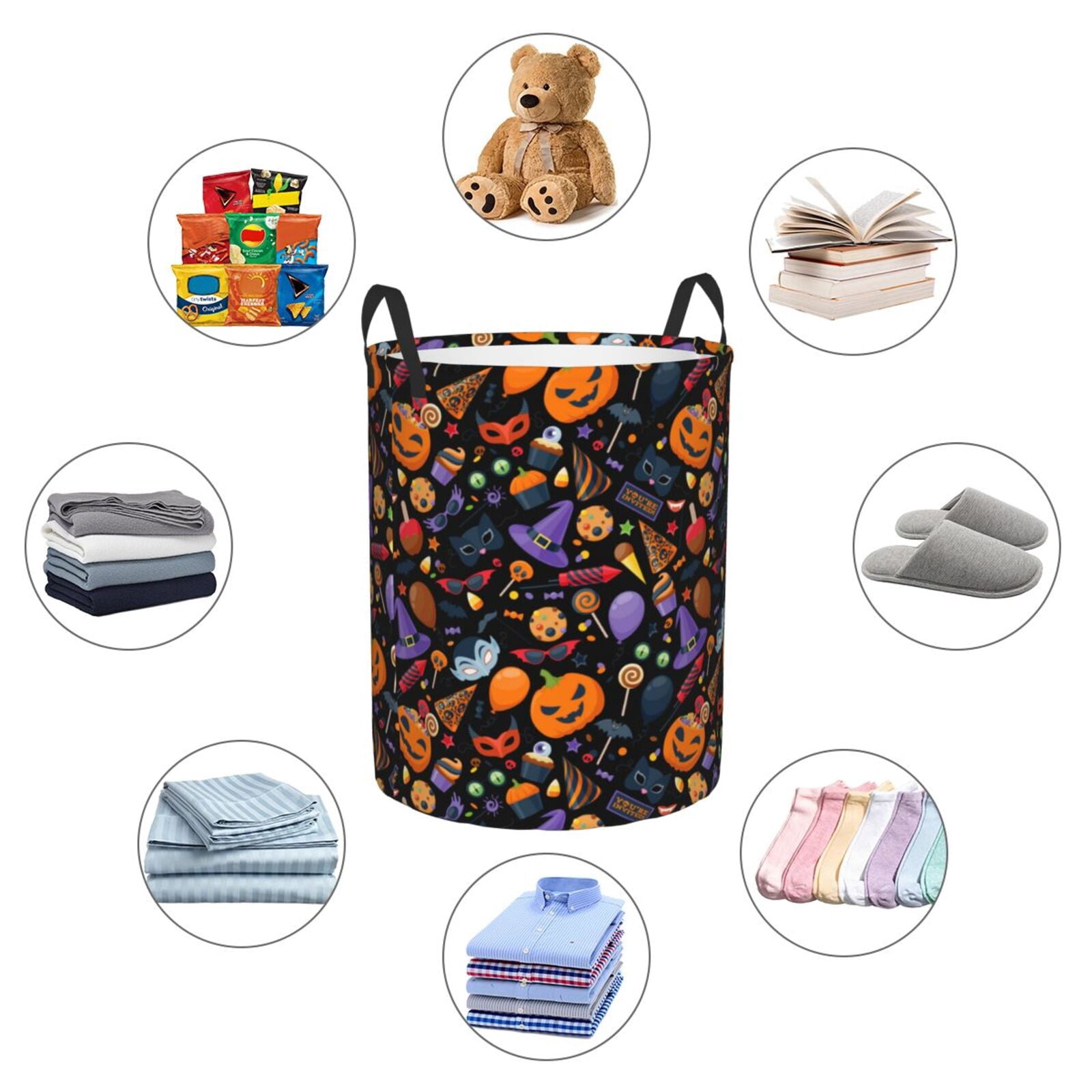 Large Laundry Basket with Handles - halloween pumpkins cartoon Kids Baby Dirty Clothes Laundry Hamper for Bedroom Aesthetic