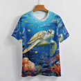 thumbnail image 3 of Nautical Green Sea Turtles Women's Short Sleeve Tops Casual Blouses T Shirt, 3 of 6