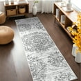 thumbnail image 5 of MeyJey 2'x8' Boho Vintage Runner Rug for Hallways, Non-Slip Machine Washable Area Rug Indoor Carpet Distressed Oriental Floor Rug for Bedroom/Dining/Living/Laundry Room, Light Gray, 5 of 14