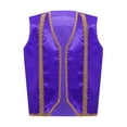 thumbnail image 3 of TiaoBug Kids Boys Arabian Prince Outfits Sleeveless Vest Gold Braid Waistcoat with Satiny Bloomers Pants Set Purple 8, 3 of 7