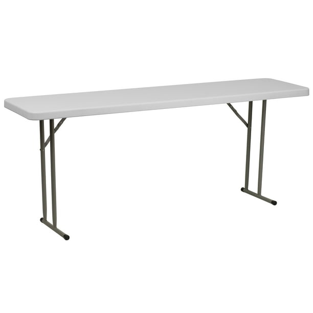 Flash Furniture 18" x 72" Plastic Folding Training Table, Granite White