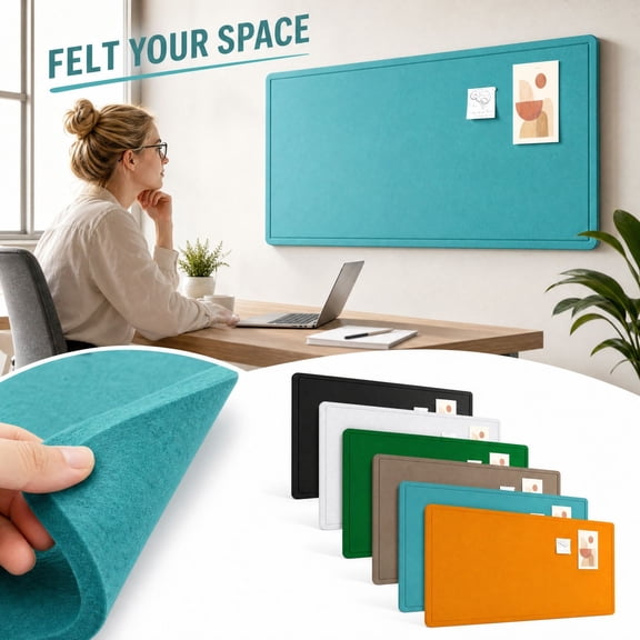 Felt Board for Wall Black Bulletin Board 24 Inch Large Bulletin Board Pin Display Board Photo Display Board for Home Office Classroom Decor, 1 Pack