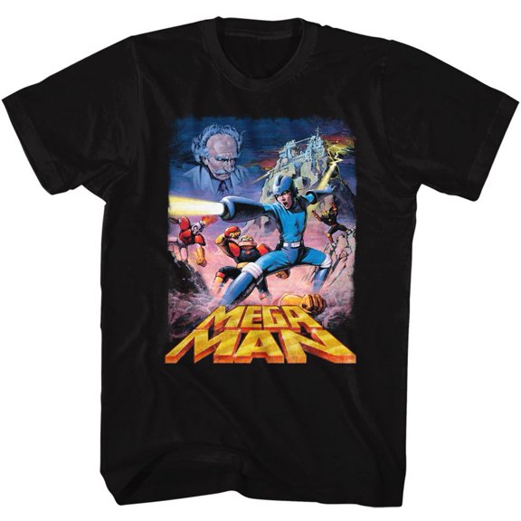 Mega Man Postery Megaman Black Adult T-Shirt 6Xl