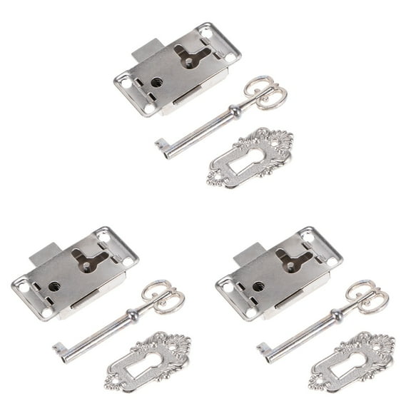 3 Count Cabinet Locks with Key Buckle Exquisite Pattern