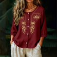 thumbnail image 5 of Short Sleeve Tops for Women Casual Round Neck Down 3/4 Lenght Summer Womens Tshirts Brick Red XL, 5 of 9