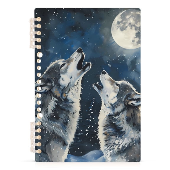 Wolf and Moon Spiral Journal Notebook College Ruled Notebook 8.3" x 5.7" A5 Lined Thick Paper Page