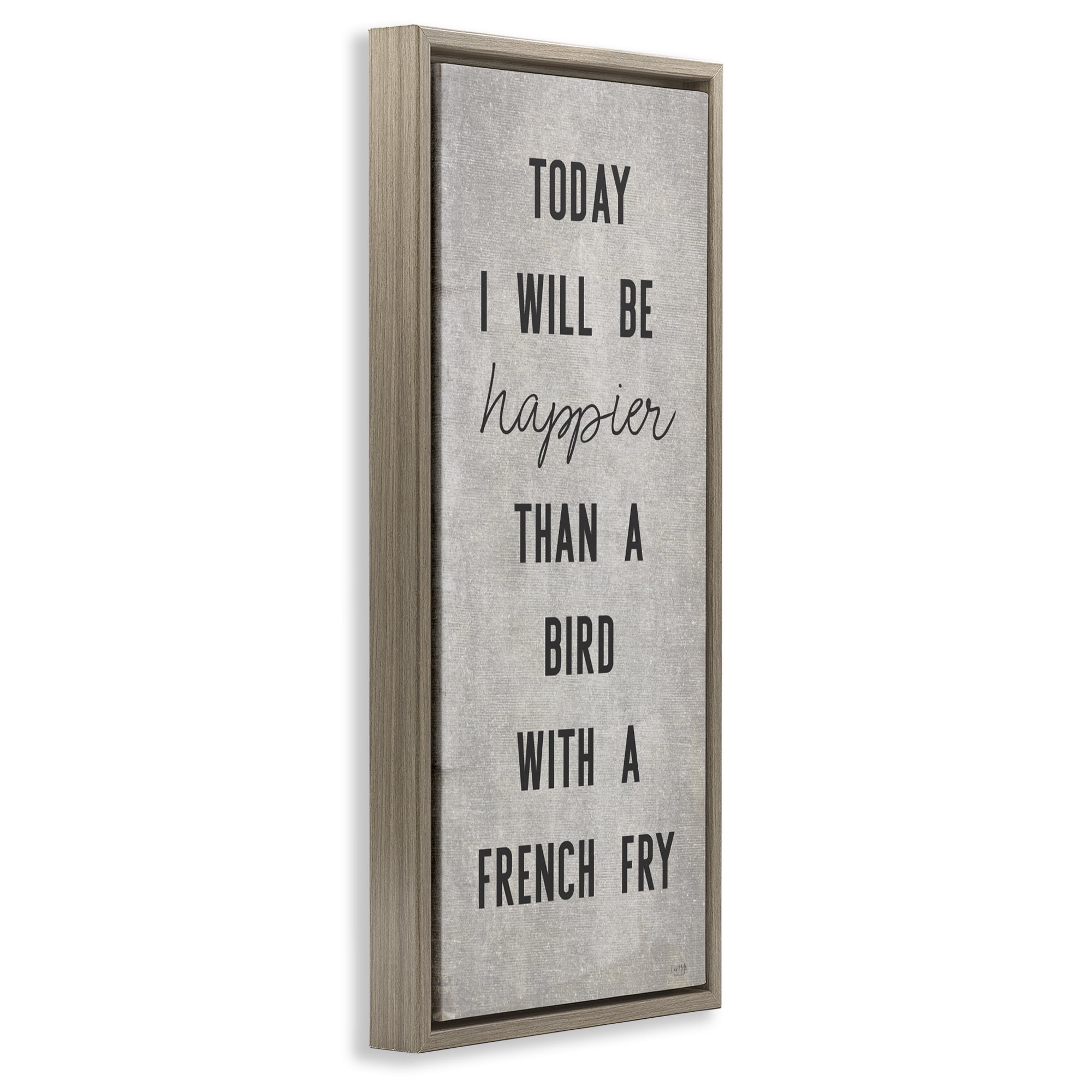 Stupell Industries Bird With A French Fry Brown Framed Floater Canvas Wall Art, design by Lux + Me Designs